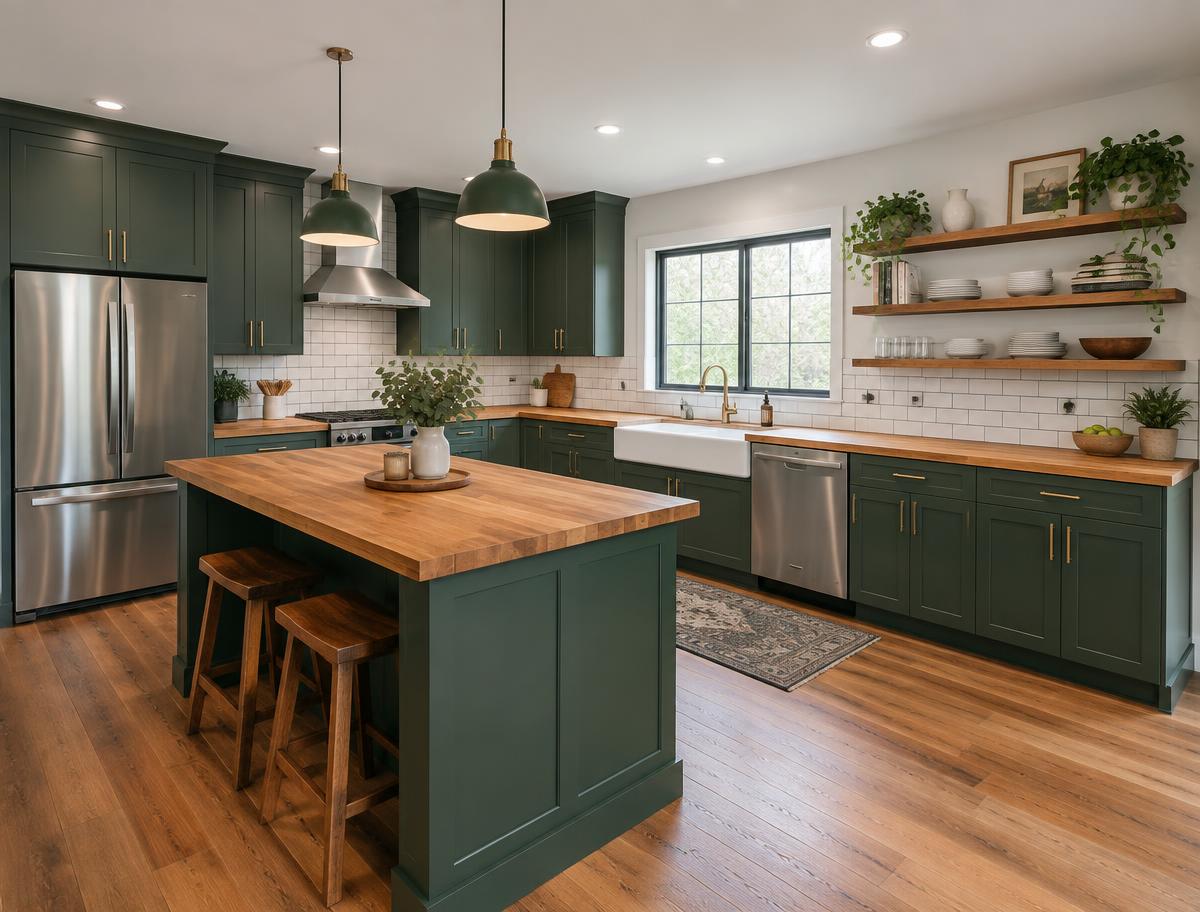 After: Forest Green Kitchen